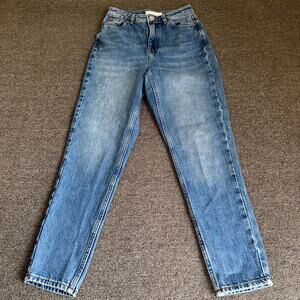 Topshop Mom Jeans Womens 26 Blue Denim Medium Wash Classic Minimalist Casual
